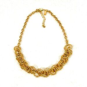 INC Gold Tone Diamond Cut Chain Link Statement Necklace